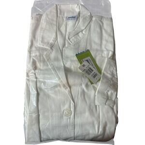 Landau Medical Lab Jacket Coat Women Small White Button Front Pockets Doctor NEW
